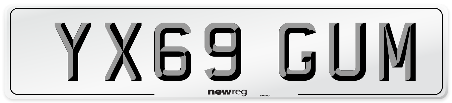 YX69 GUM Number Plate from New Reg